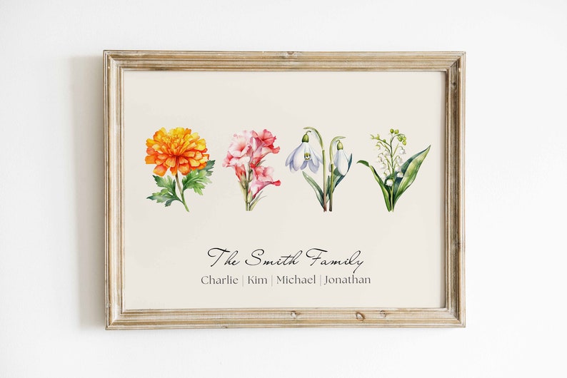 Birth Flower Family Garden Print Custom Birth Month Flowers
