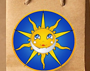 Hand Drawn Round Whimsigoth Sunface Sticker