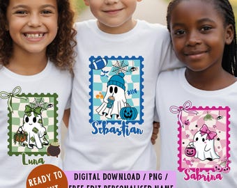 Personalized Halloween Kids Name Png Spooky Halloween Kids Shirt Png Halloween Ghost Pumpkin Png Halloween Pumpkin Coquette Bow Png