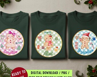 Circle Personalized Kid Name Christmas Png Cute Christmas Png for Kids Christmas Coquette Png Christmas Holiday Kids Name Preppy Christmas