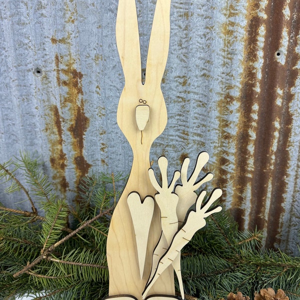 Primitive Skinny Easter Bunny 1/2" Thick - DIY - Easter - Bunny - Kit - Whimsical  - Holiday - Winter -