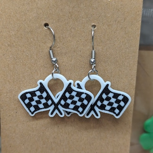 Checkered Flag Earrings - Hypoallergenic