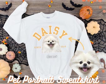 Custom Pet Sweatshirt with Photo, Personalized Pet Sweatshirt with Name, Pet Owner Sweatshirt, Halloween Gifts, Holiday Gift, Birthday Gift