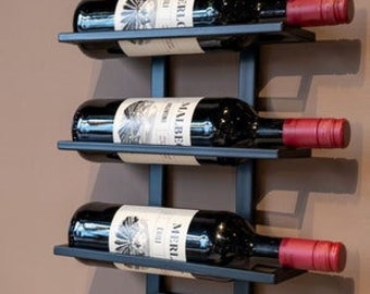 Wall Mount Steel Wine Rack, Wine Rack Wall Mounted, Steel Wine Rack, Industrial Black Wine Rack, Wine Rack 6 Bottles