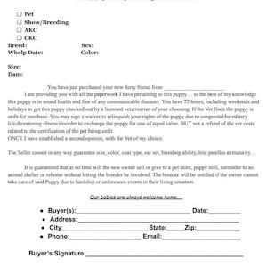 Puppy Buyer Agreement