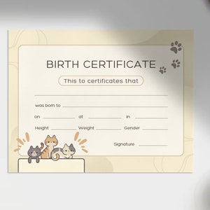 Geboorteakte van hond, aanpasbare geboorteakte van puppy, cadeau voor hondenliefhebber, aangepaste hondenaandenken, premium hondencertificaat