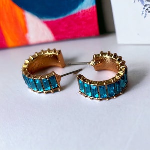 JIND BLUE HOOPS | Mini hoop baaliyan earrings small Indian earring traditional indian pakistani multicolour kundan and pearl earring set