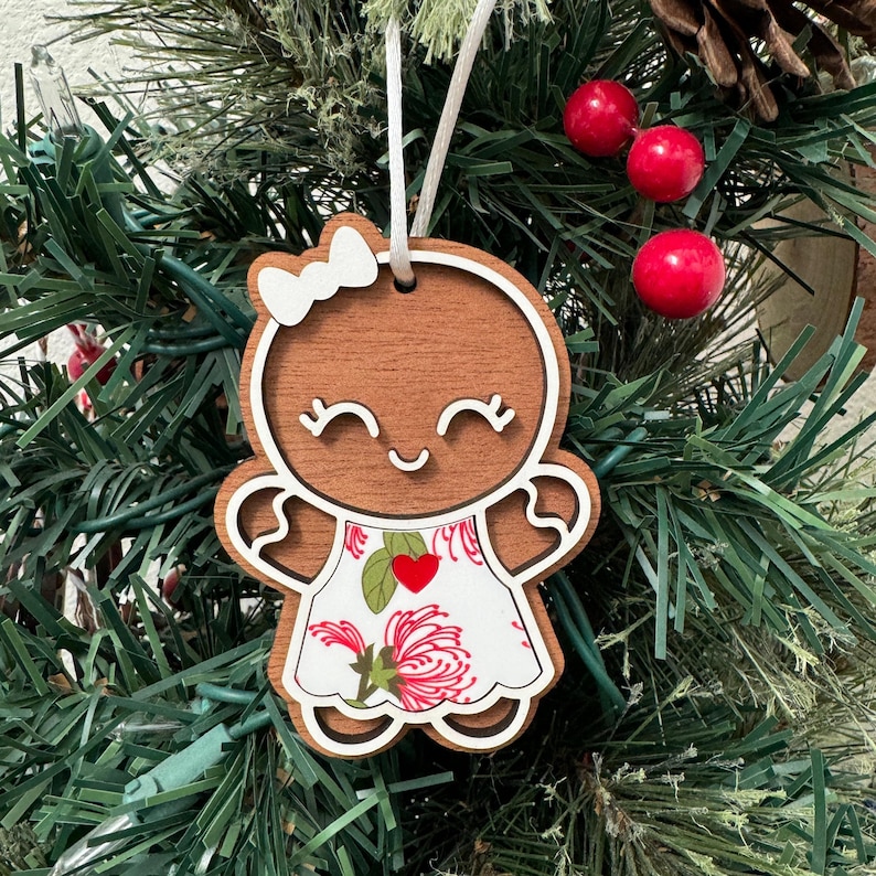 Ohi'a Lehua Gingerbread Boy and Girl Ornaments