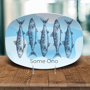 Fish Platter Hawaiian Dish Oval Microwave Safe Plate Modern Kitchenware  Present for for Fishermen Grilling Platter Fish Design Serving Dish