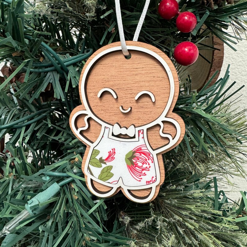 Ohi'a Lehua Gingerbread Boy and Girl Ornaments