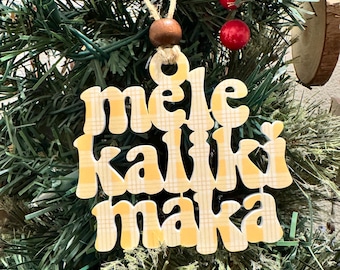 Mele Kalikimaka palaka ornament; Christmas ornament from Hawaii; Hawaiian Christmas; Red palaka; Green palaka; Holiday decor;