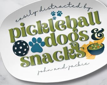 Pickleball Gifts for Friends, Oval Serving Platter, Personalized Kitchenware, Custom Home Decor, Gift for Golden Retriever Mom, Grill Plate
