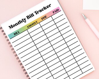 Monthly bill tracker printable, Bill planner, Budget planner template, Bill payment checklist tracker, Bill tracker, Yearly bill tracker