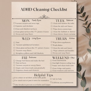 That Girl editable cleaning checklist, Cleaning Schedule, ADHD cleaning checklist, ADHD chore chart, ADHD planner, Weekly house chores