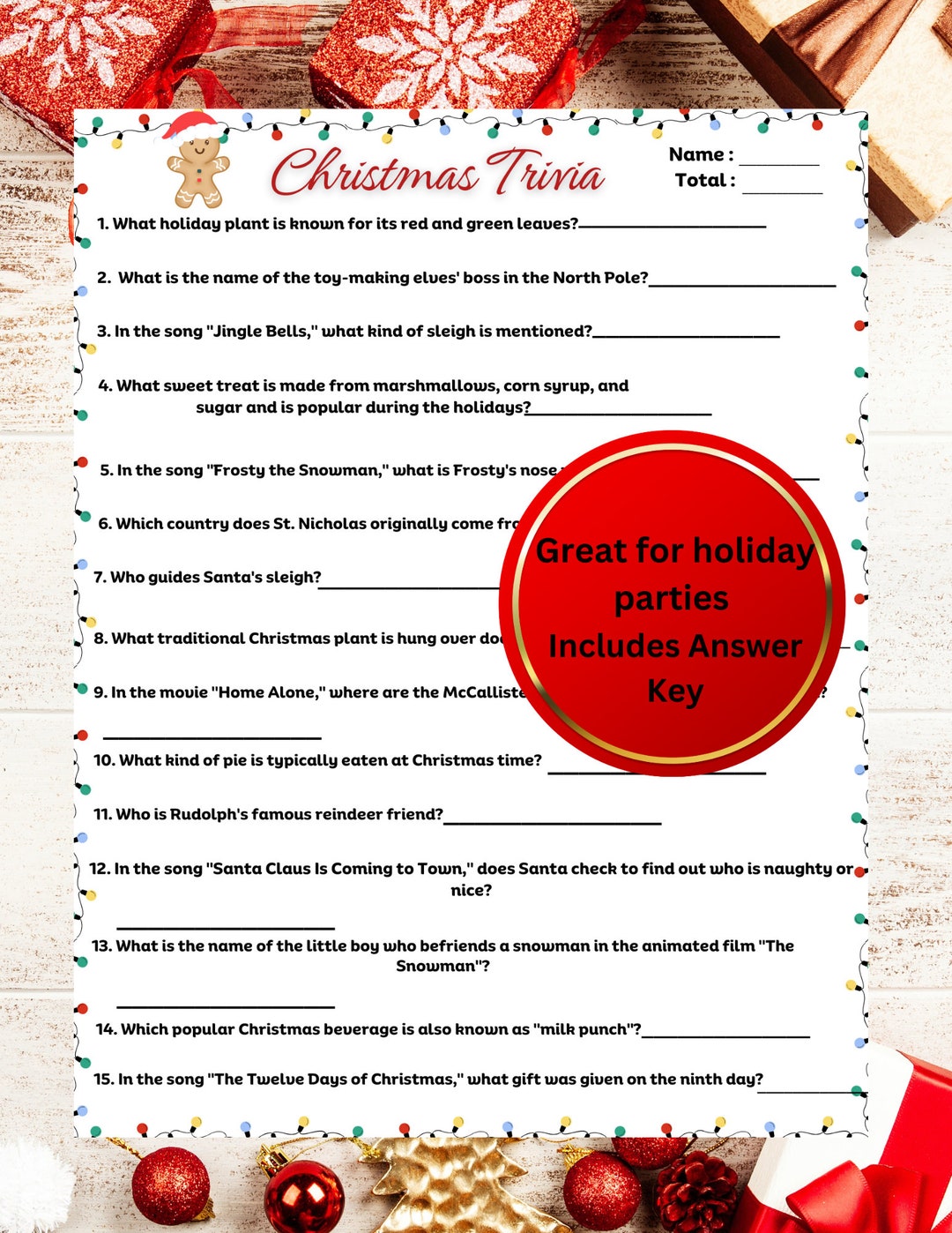 Christmas Trivia Game, Christmas Party Games, Fun Christmas Printable ...