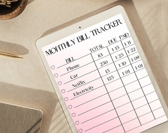 Editable monthly bill tracker,Bill planner, Printable bill pay organizer, Bill payment checklist tracker,Bill management,Yearly bill tracker
