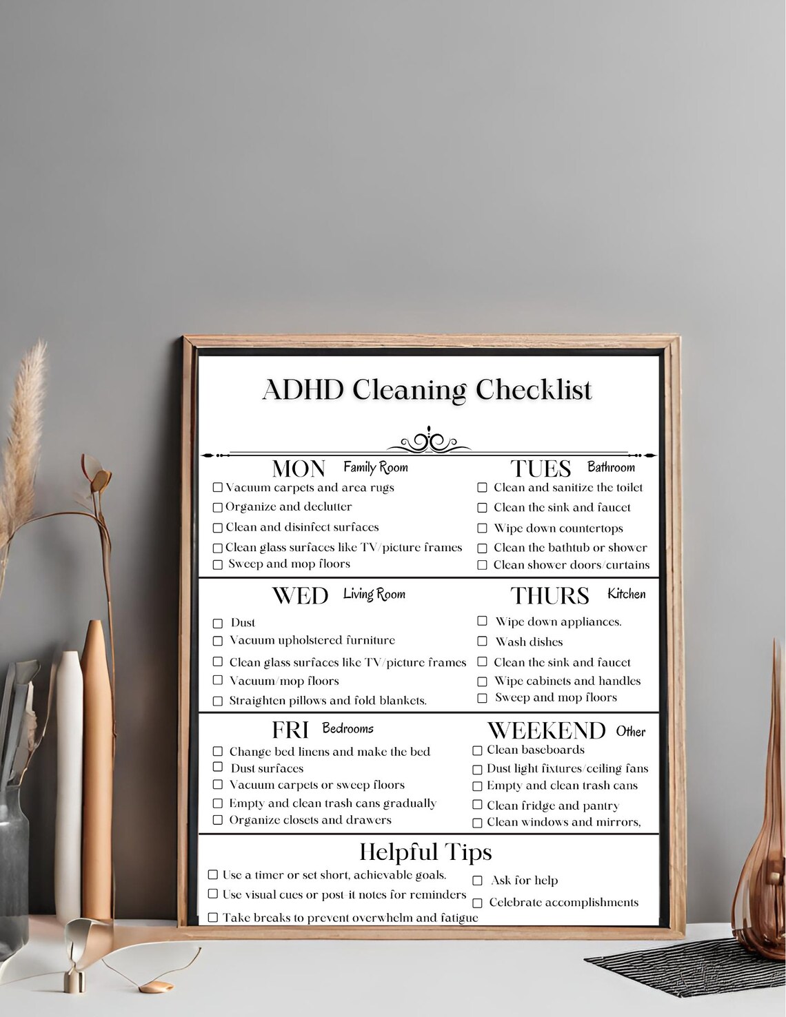Editable Cleaning Checklist, Cleaning Schedule, ADHD Cleaning Checklist ...