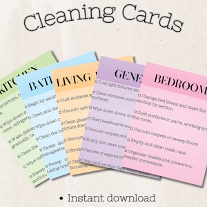 Editable cleaning checklist, Cleaning Schedule, Printable cleaning checklist by room, ADHD chore chart, Weekly house chores, Cleaning cards