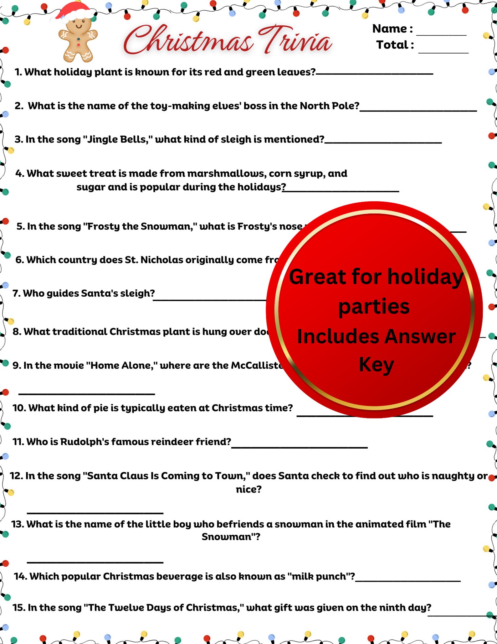 Christmas Trivia Game, Christmas Party Games, Fun Christmas Printable ...