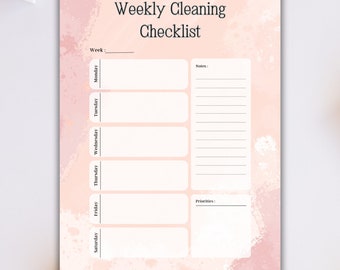 Minimalistische Organisation, Putzplan, Putz-Checkliste, Putz-Planer, Putz-Plan, Wöchentliche Hausarbeit