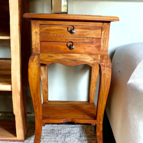 Rustic Nightstand/ End Table/ Side Table with two drawers and shelf