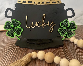 Lucky Pot of Gold Standing SVG St Patrick&#39;s Day Decoration