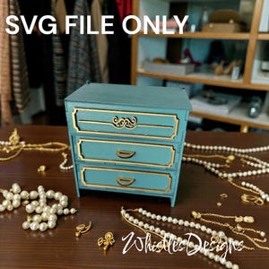 Archivo SVG de joyero cortado con láser / Caja de recuerdos de 3x5 con dos cajones (descarga digital)
