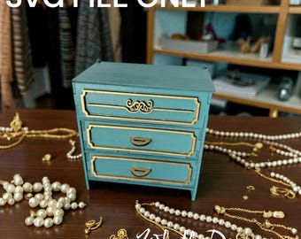 Laser Cut Jewelry Box SVG File | 3x5 Two Drawer Keepsake Box (Digital Download