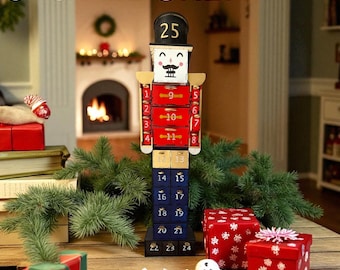 Notenkraker adventskalender SVG met lades | Lasergesneden kerstcountdown | Digitale download