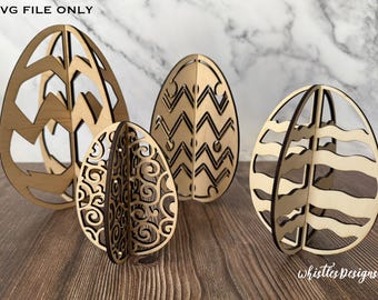 3D Easter Egg SVG Bundle | Laser Cut Files for Glowforge