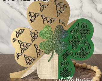 Layered Shamrock Puzzle SVG | St Patrick's Day Laser Cut File