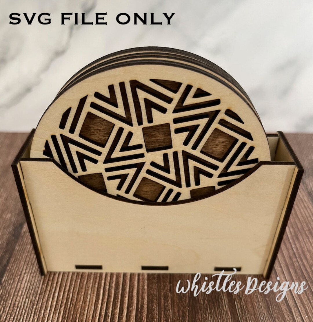Geometric Shape Coasters With Holder for 6 Coasters SVG File - Etsy