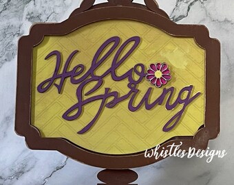 Hello Spring Insert to 10x12 Standing Frame - Interchangeable Holiday Decorations