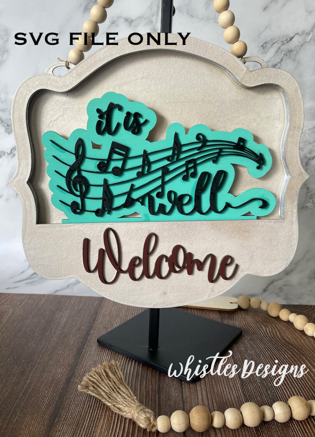 Welcome Musical Notes It is Well With Music Notes Insert to Interchangeable Welcome Sign SVG ...