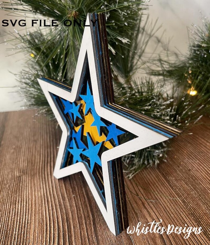 Standing Layered Star SVG - Etsy