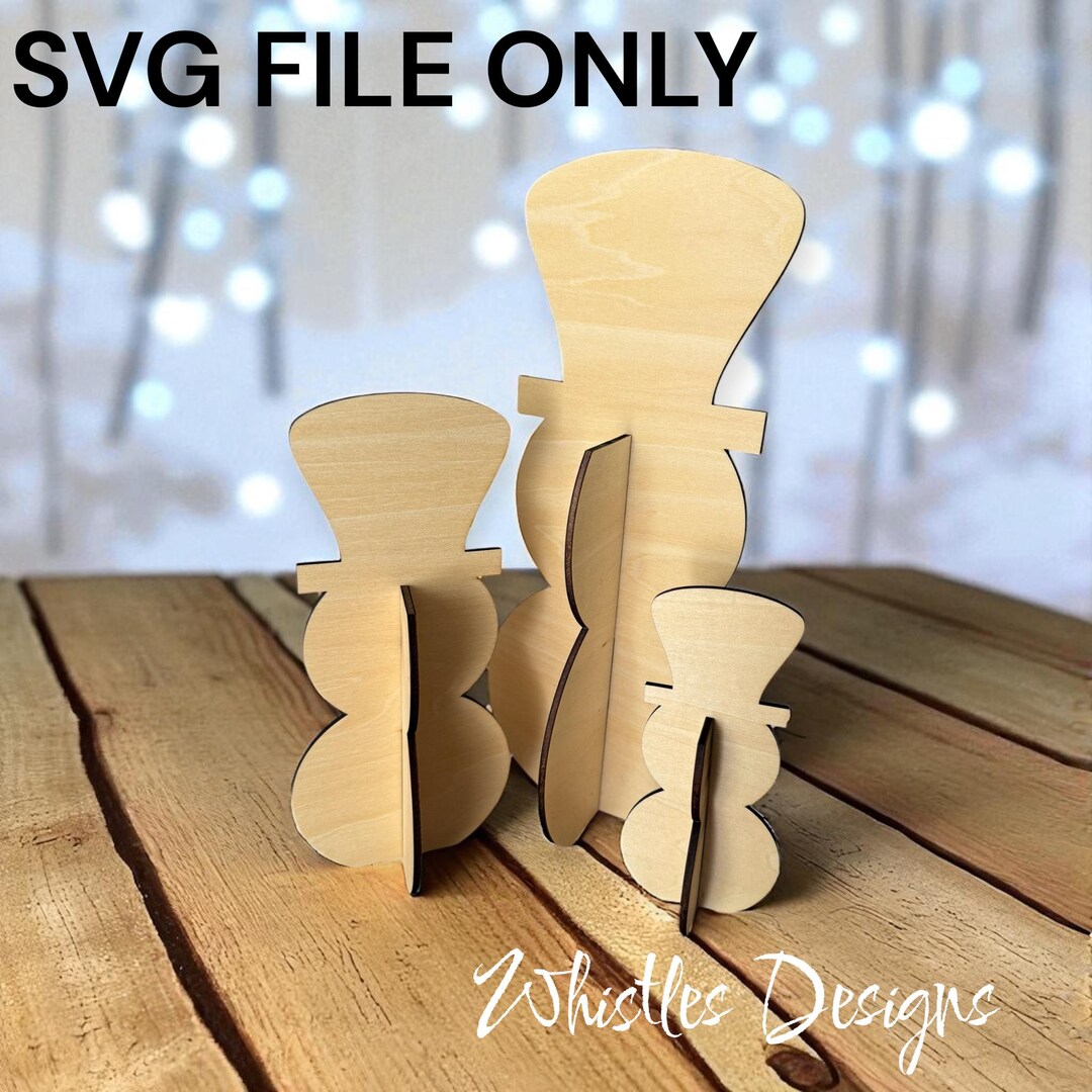 Simple 3D Snowmen With Top Hats - 3 Sizes - Digital Download - Etsy