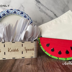 Living Hinge Corner Teller und Silberbesteck und Wassermelone Serviettenhalter Bundle SVG