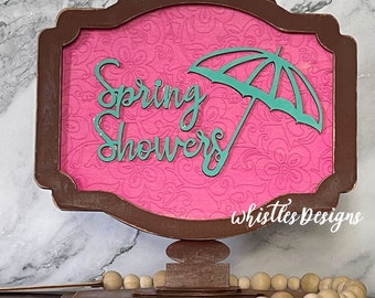 Spring Showers Insert to 10x12 Standing Frame - Interchangeable Holiday Decorations