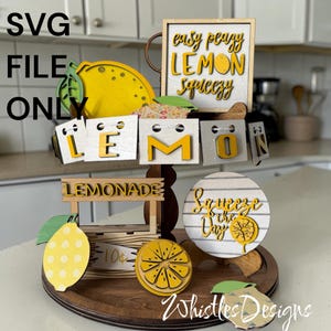 Lemon Tiered Tray Decor SVG | Summer Interchangeable Kitchen Sign (Digital Download)