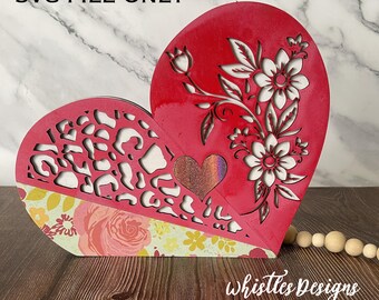 Layered Heart Puzzle SVG | Valentine's Day Laser Cut File