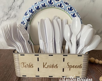 Living Hinge Corner Plate and Silverware Holder SVG