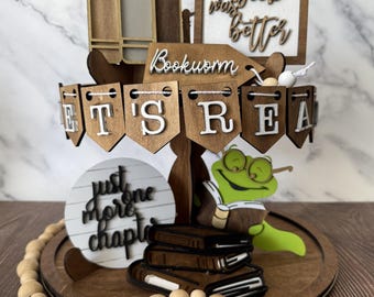 Dienblad decor boekenclub - verwisselbare decoratie voor gelaagde lade - SVG