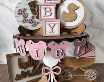 Decoratie dienblad babymeisje - verwisselbare decoratie voor gelaagde lade - SVG