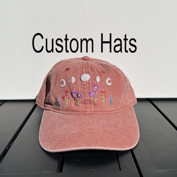 Custom Hand Embroidered Vintage Wash Baseball Hat/ Dad Hat
