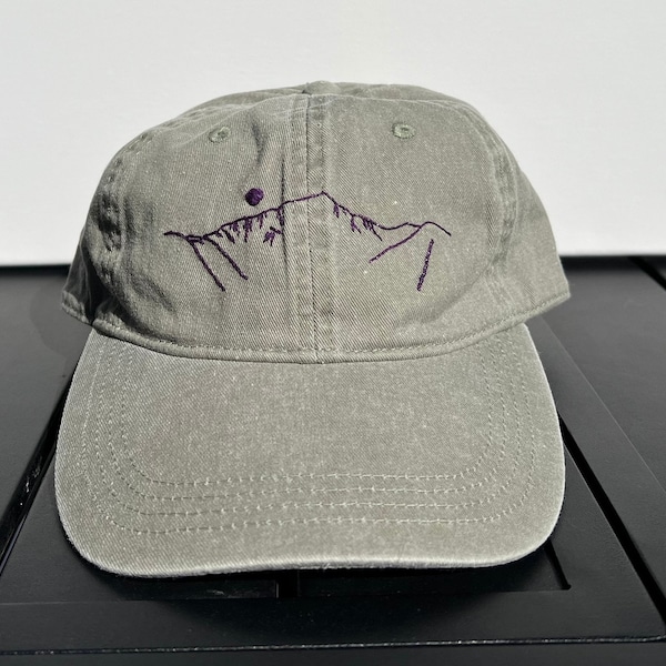 Vintage Wash Hand Embroidered Mountain Baseball Hat