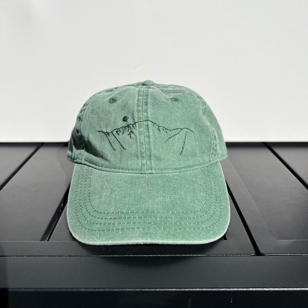 Vintage Wash Hand Embroidered Mountain Baseball Hat