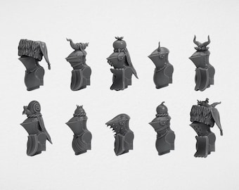 Kit di conversione per elmi e torsi di Frogmouth Turnip28 / Miniature stampate in 3D per giochi da tavolo e wargame