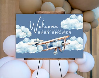 Airplane | Fly away with Love | Welcome Sign | Editable Baby Shower Welcome Sign