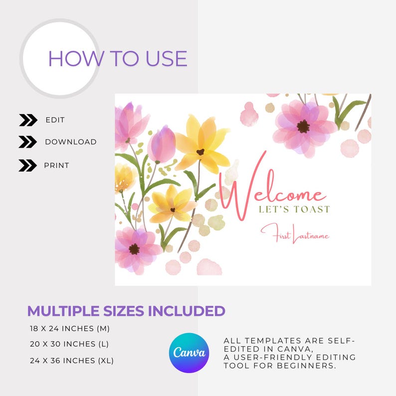 Welcome Sign Editable Template - Etsy