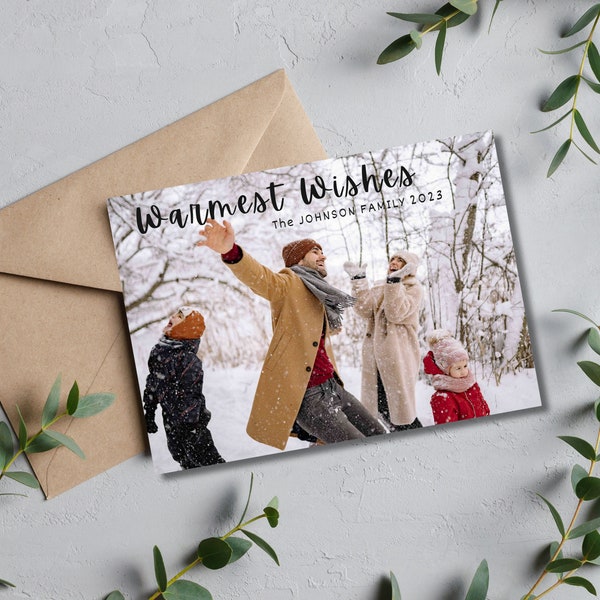 WARM Holiday Wishes | Happy Holidays | Digital Download | Family Photo Card